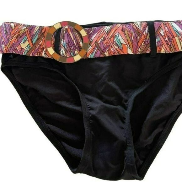 Captives Black Printed Belted Bikini Bottoms‎ Size M New - Picture 4 of 8